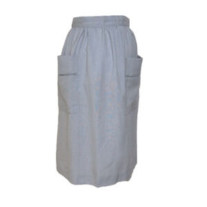 Vintage JR Bentley Light Gray Patch Pocket A-Line Midi Skirt - Size 9/10